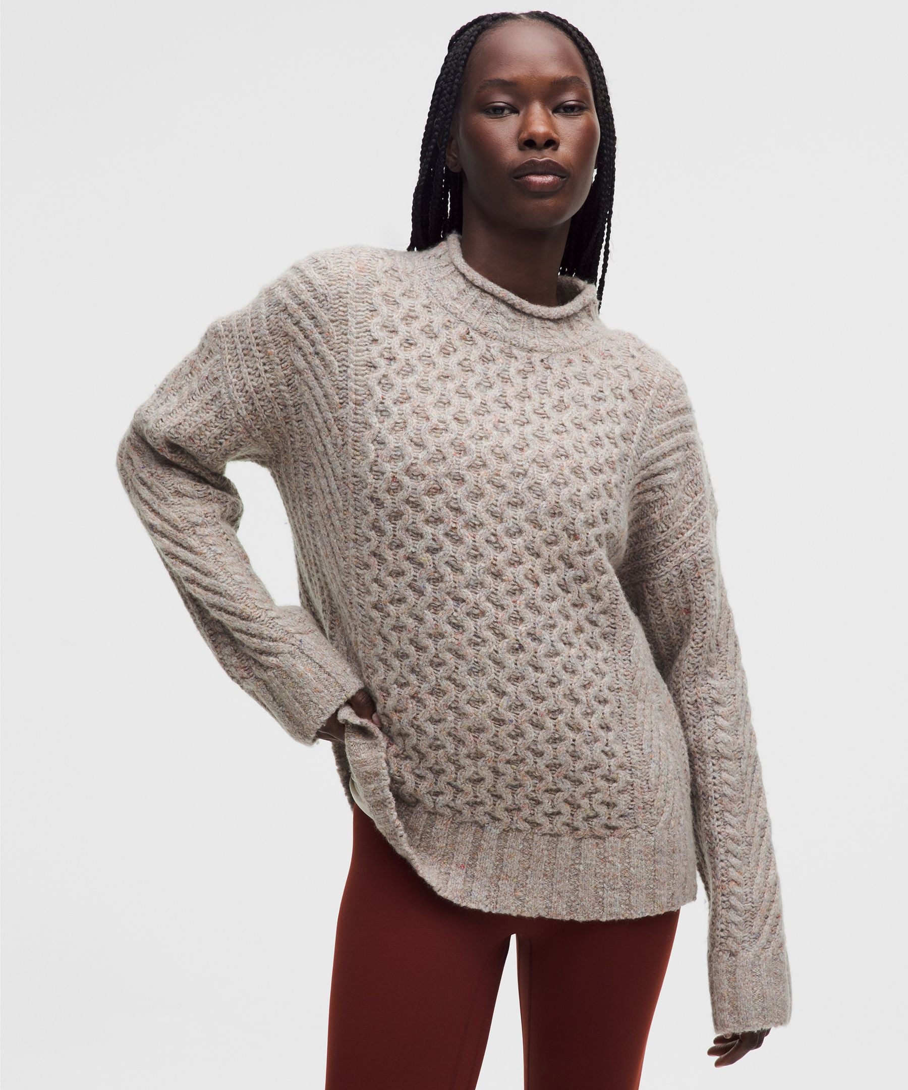 Wool-Blend Cable-Knit Sweater