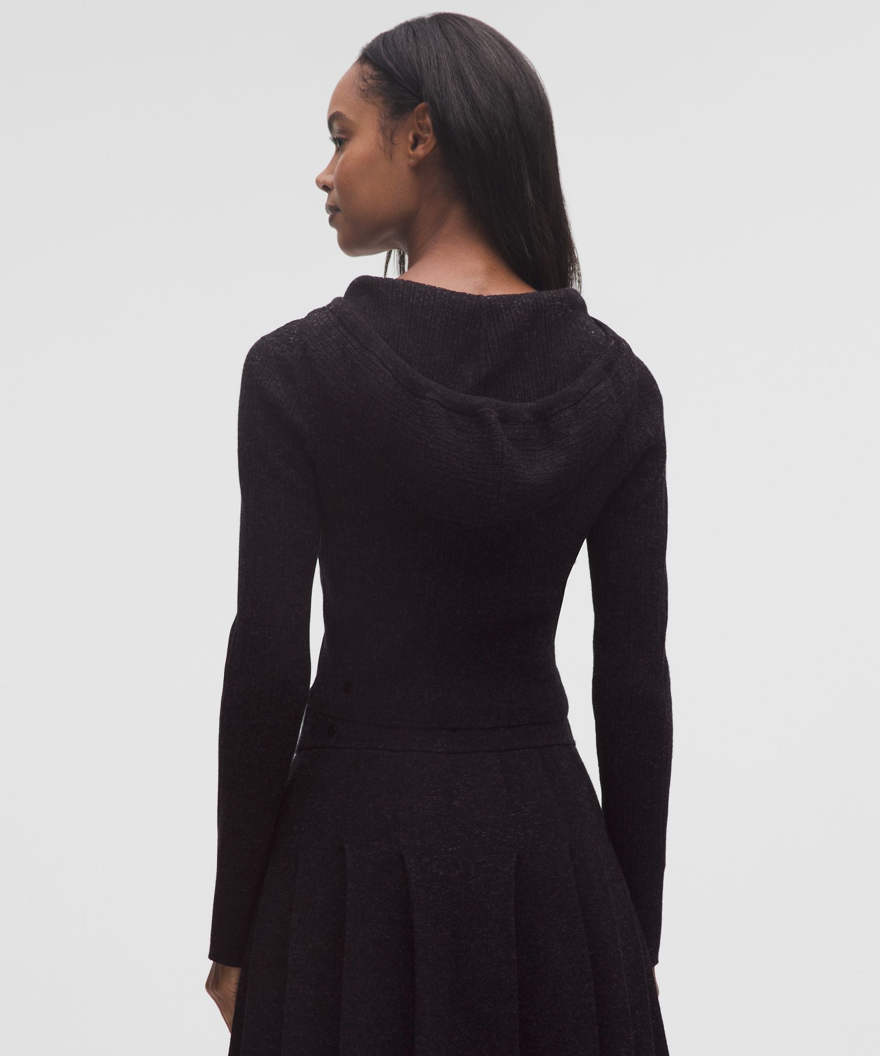 Micro Cable Merino Wool Hooded Cardigan