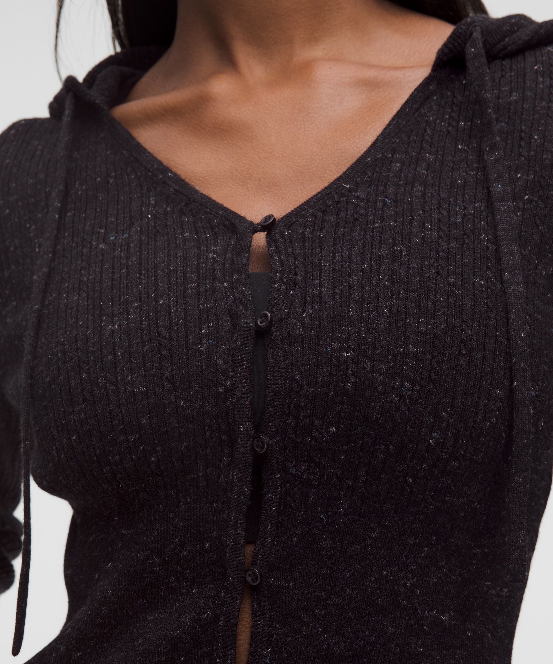 Micro Cable Merino Wool Hooded Cardigan