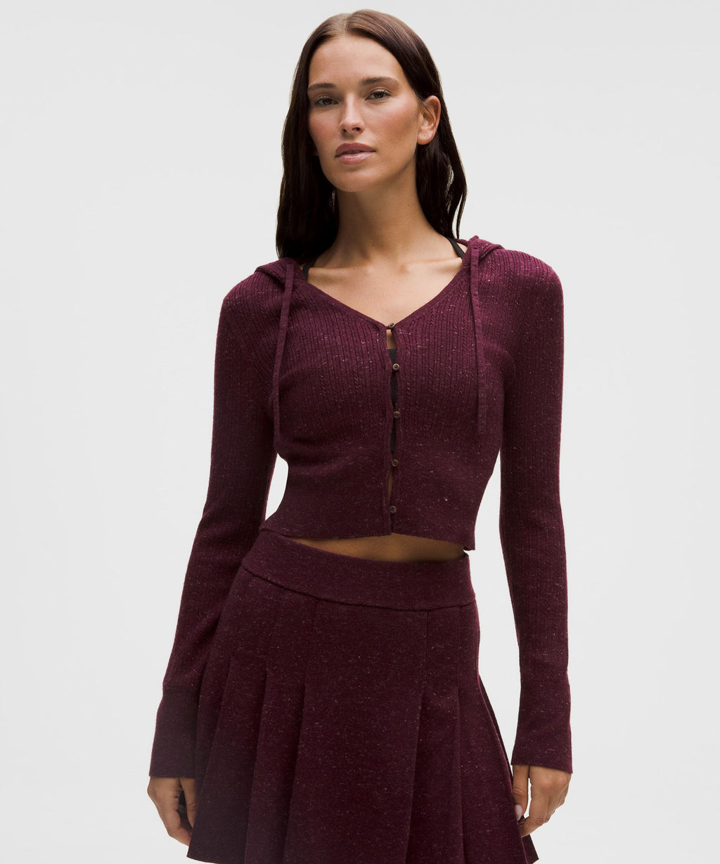 Micro Cable Merino Wool Hooded Cardigan