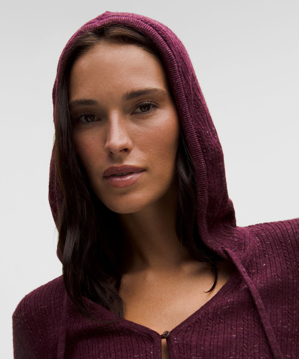 Micro Cable Merino Wool Hooded Cardigan