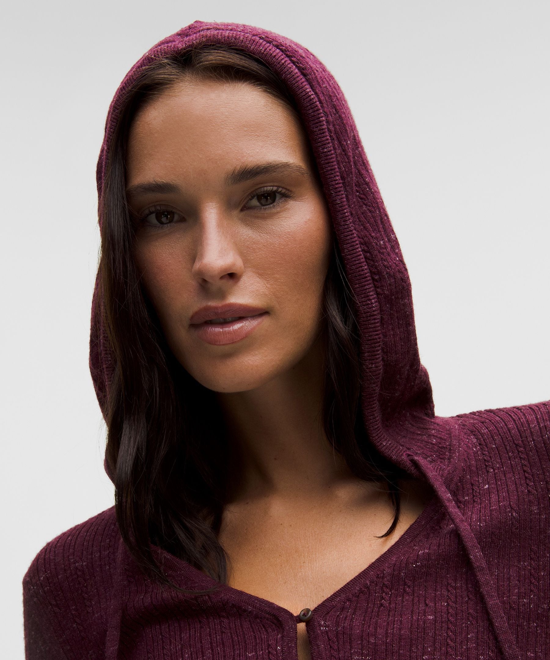 Micro Cable Merino Wool Hooded Cardigan