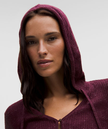 Micro Cable Merino Wool Hooded Cardigan