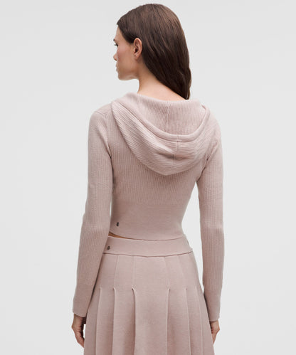 Micro Cable Merino Wool Hooded Cardigan