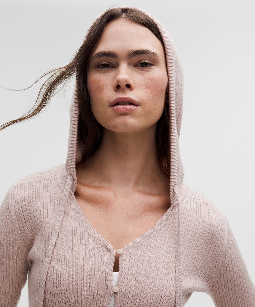 Micro Cable Merino Wool Hooded Cardigan