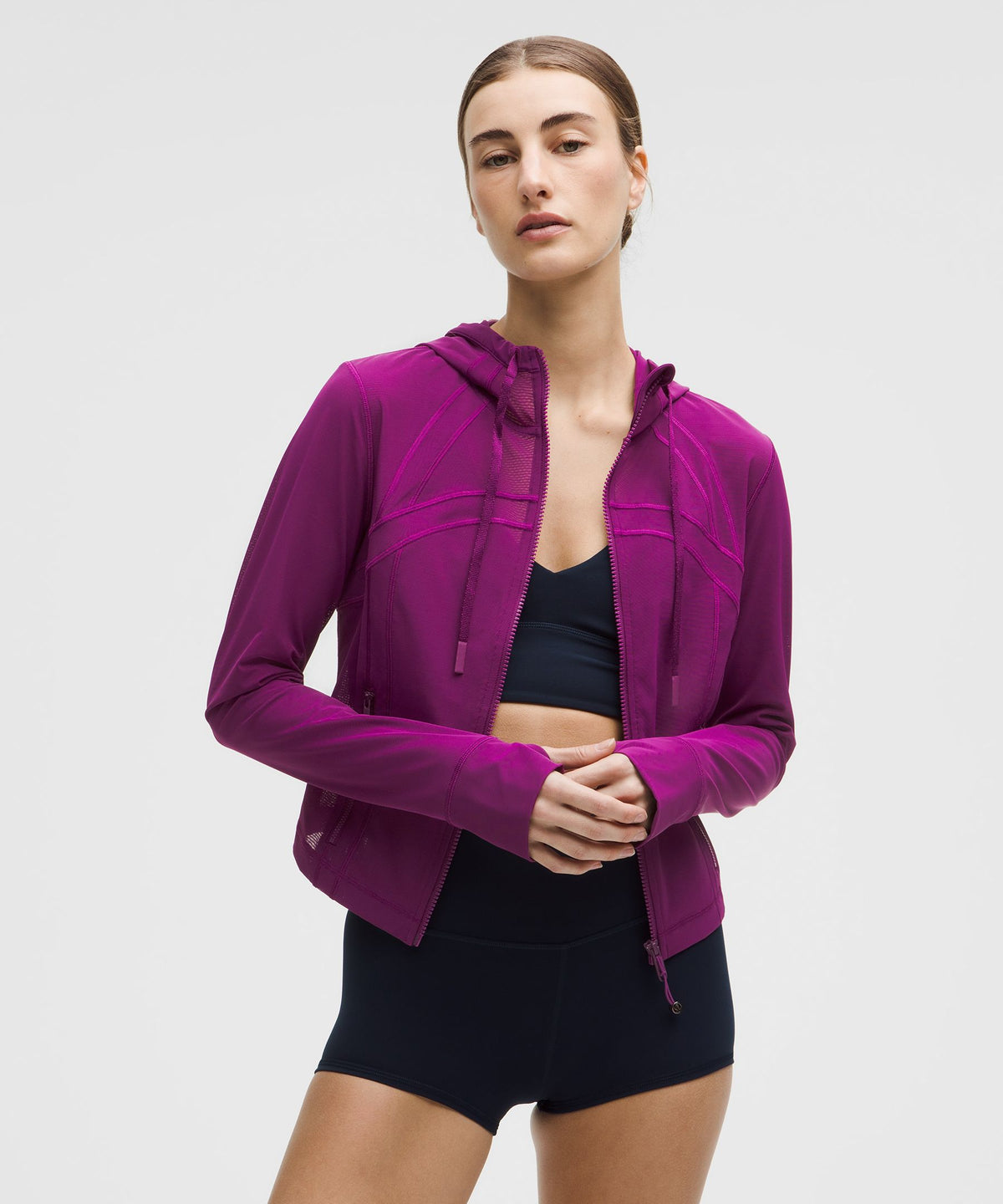 Define Cropped Hooded Jacket *Mesh