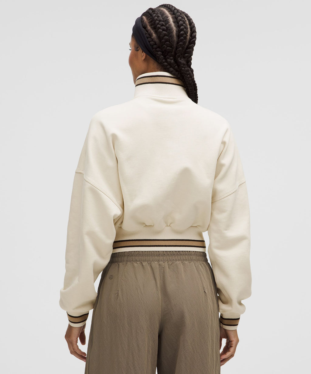 Perfectly Oversized Ringer Funnel-Neck Half Zip