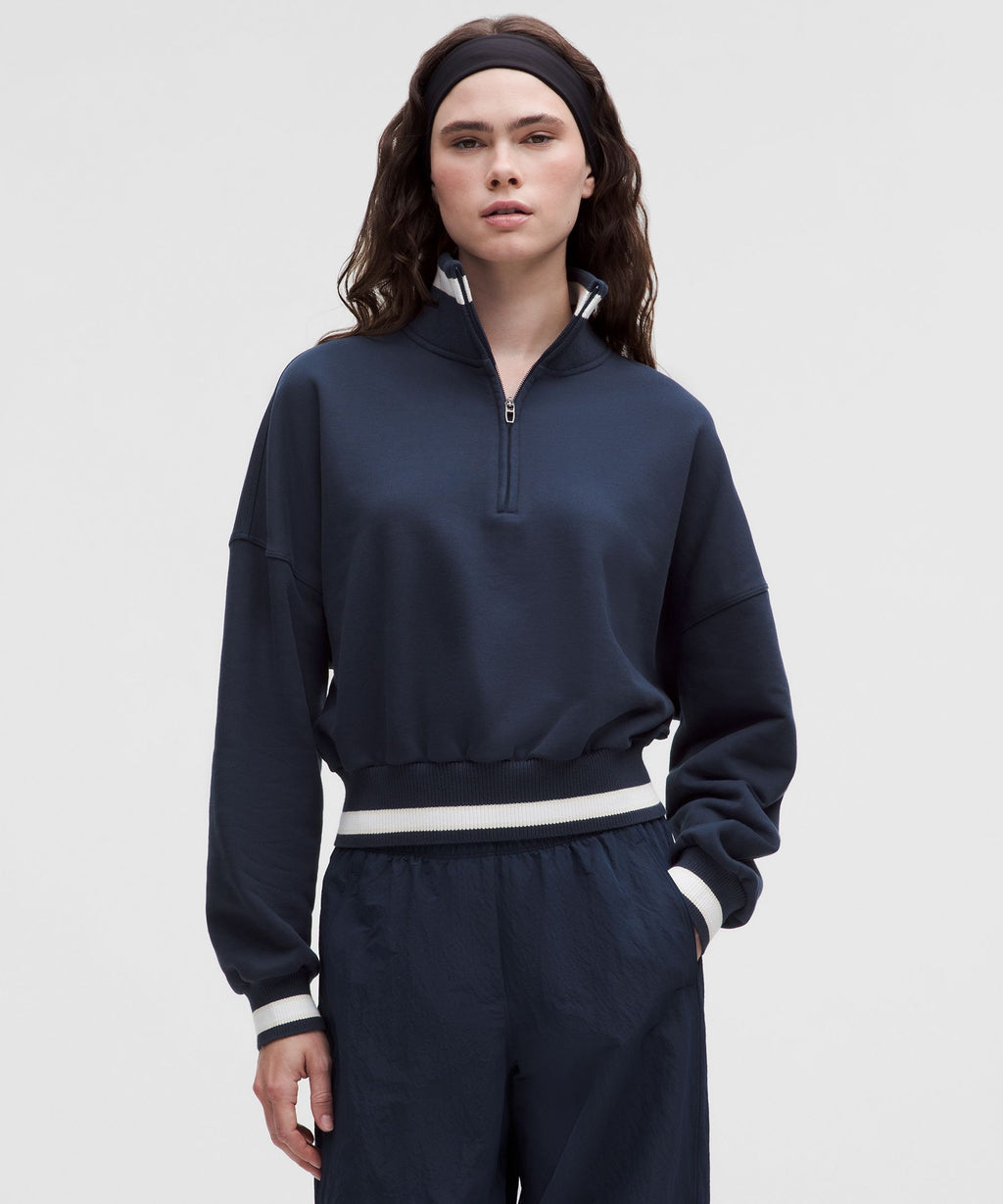 Perfectly Oversized Ringer Funnel-Neck Half Zip