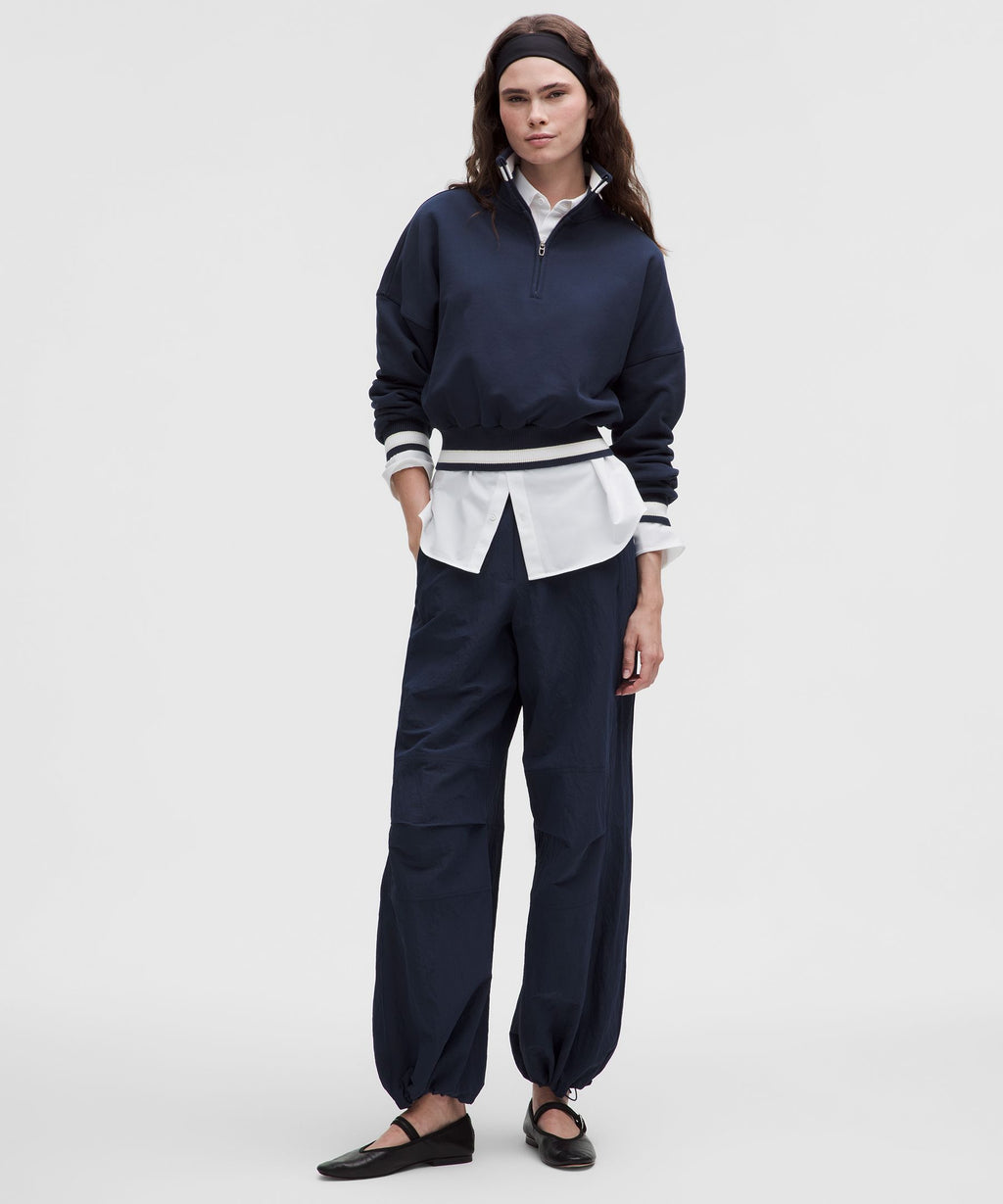 Perfectly Oversized Ringer Funnel-Neck Half Zip