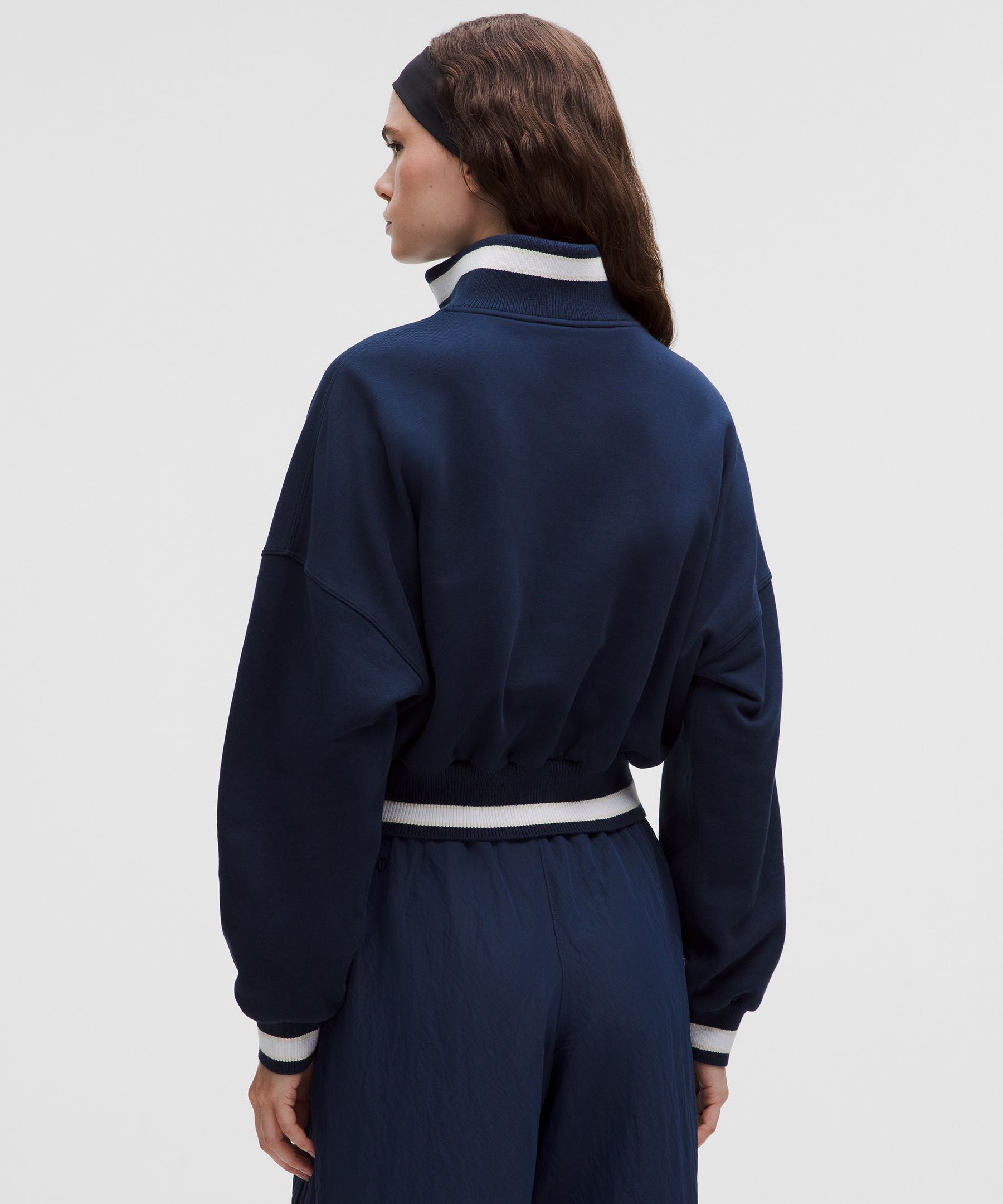 Perfectly Oversized Ringer Funnel-Neck Half Zip