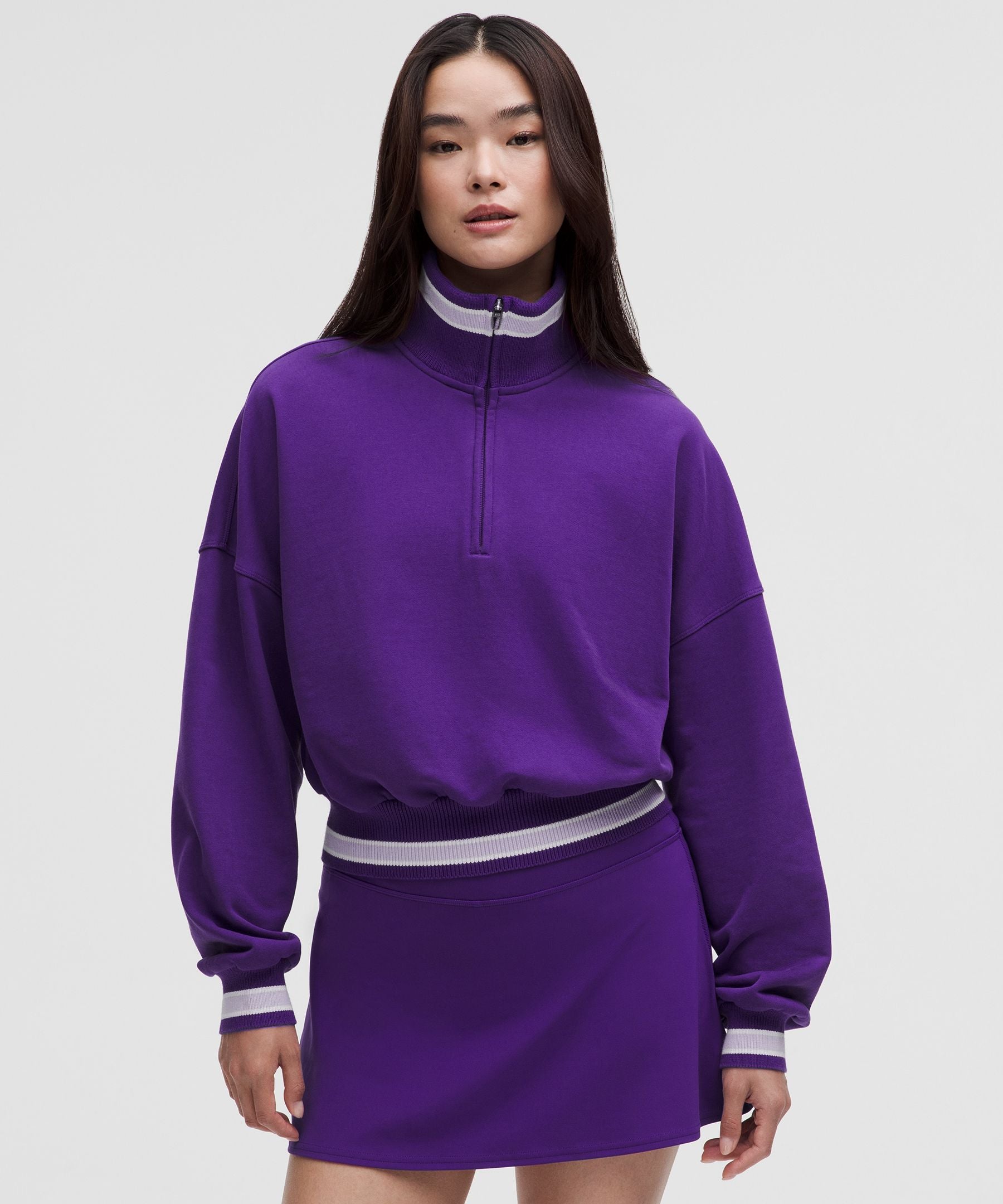 Perfectly Oversized Ringer Funnel-Neck Half Zip
