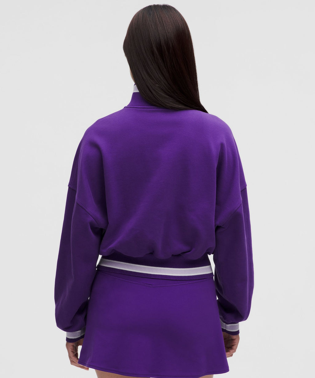 Perfectly Oversized Ringer Funnel-Neck Half Zip