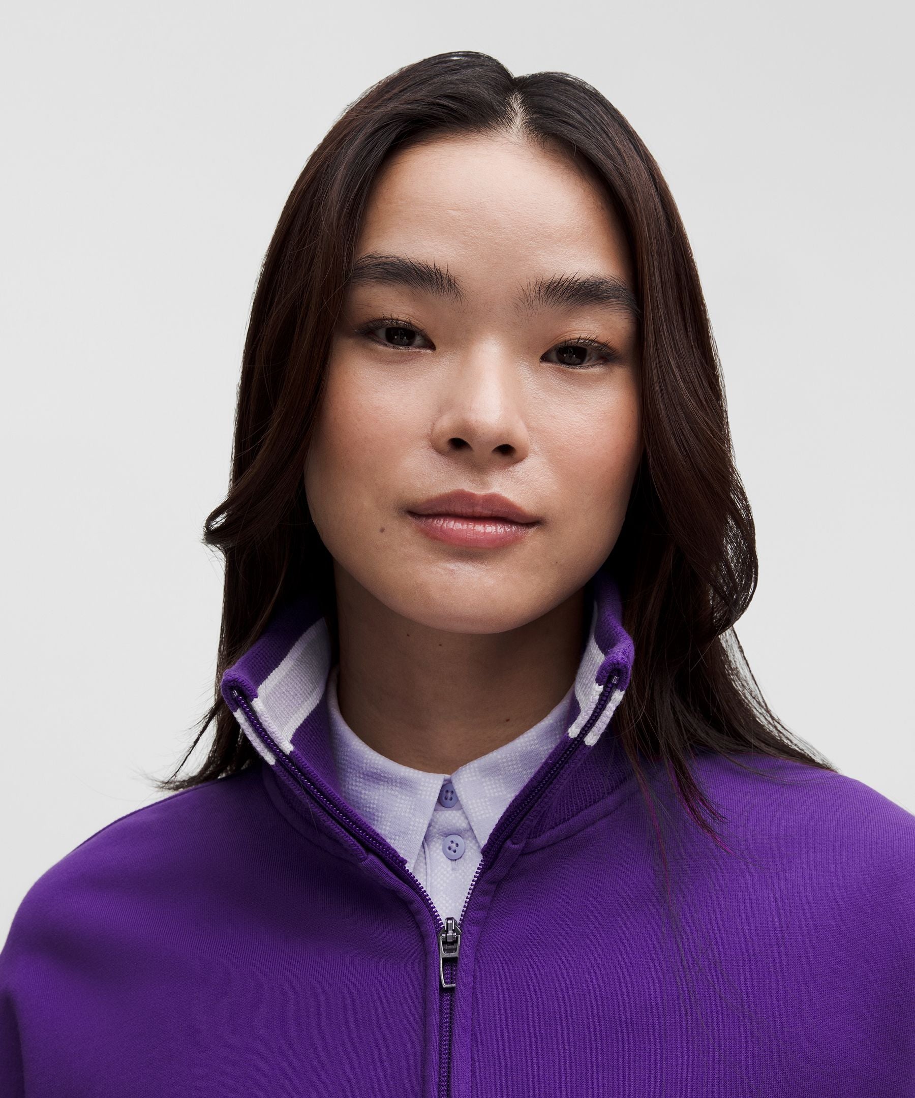 Perfectly Oversized Ringer Funnel-Neck Half Zip
