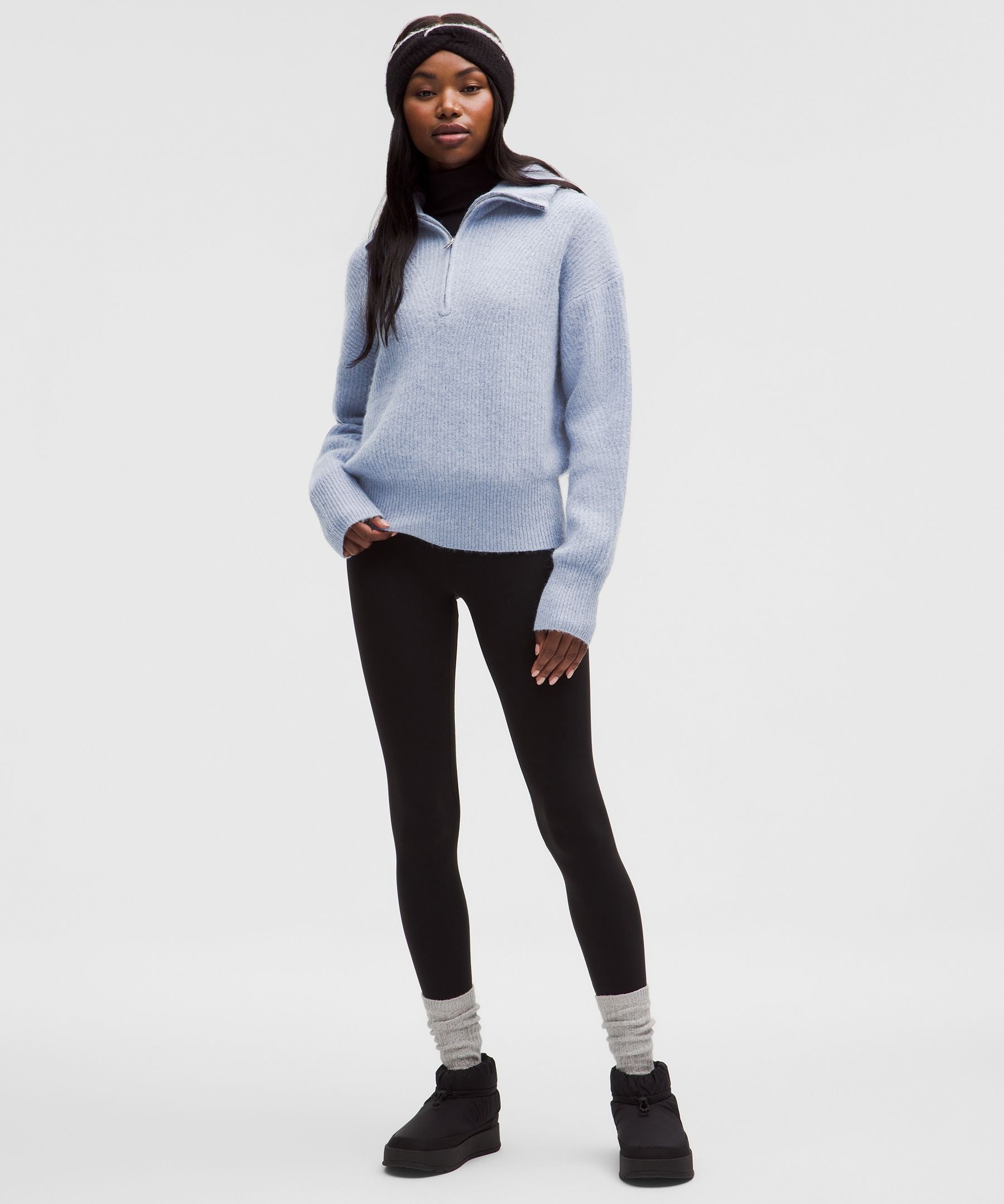 Alpaca-Blend Collared Half-Zip Sweater