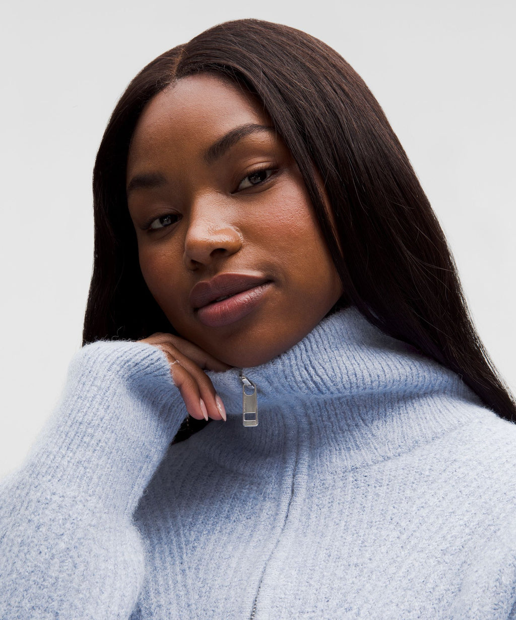 Alpaca-Blend Collared Half-Zip Sweater