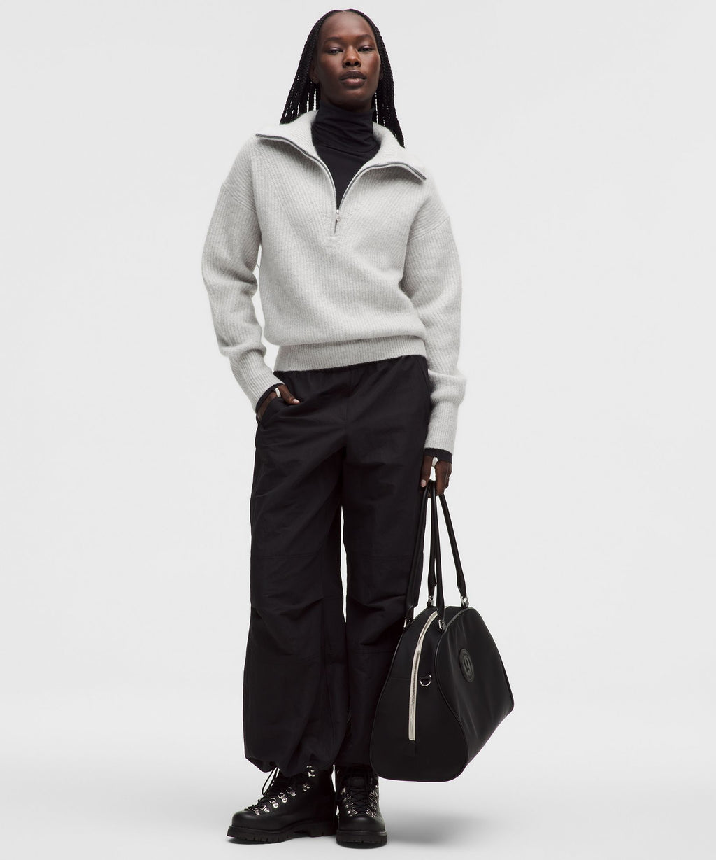 Alpaca-Blend Collared Half-Zip Sweater