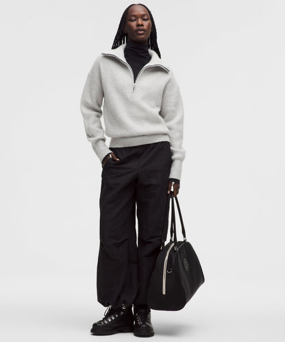 Alpaca-Blend Collared Half-Zip Sweater