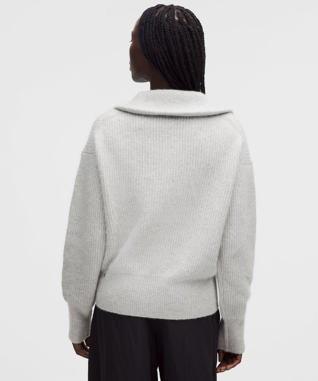 Alpaca-Blend Collared Half-Zip Sweater