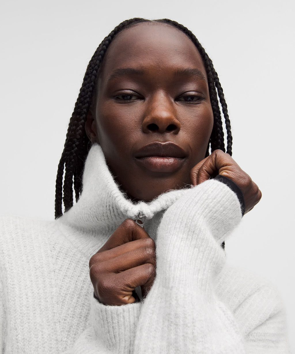 Alpaca-Blend Collared Half-Zip Sweater