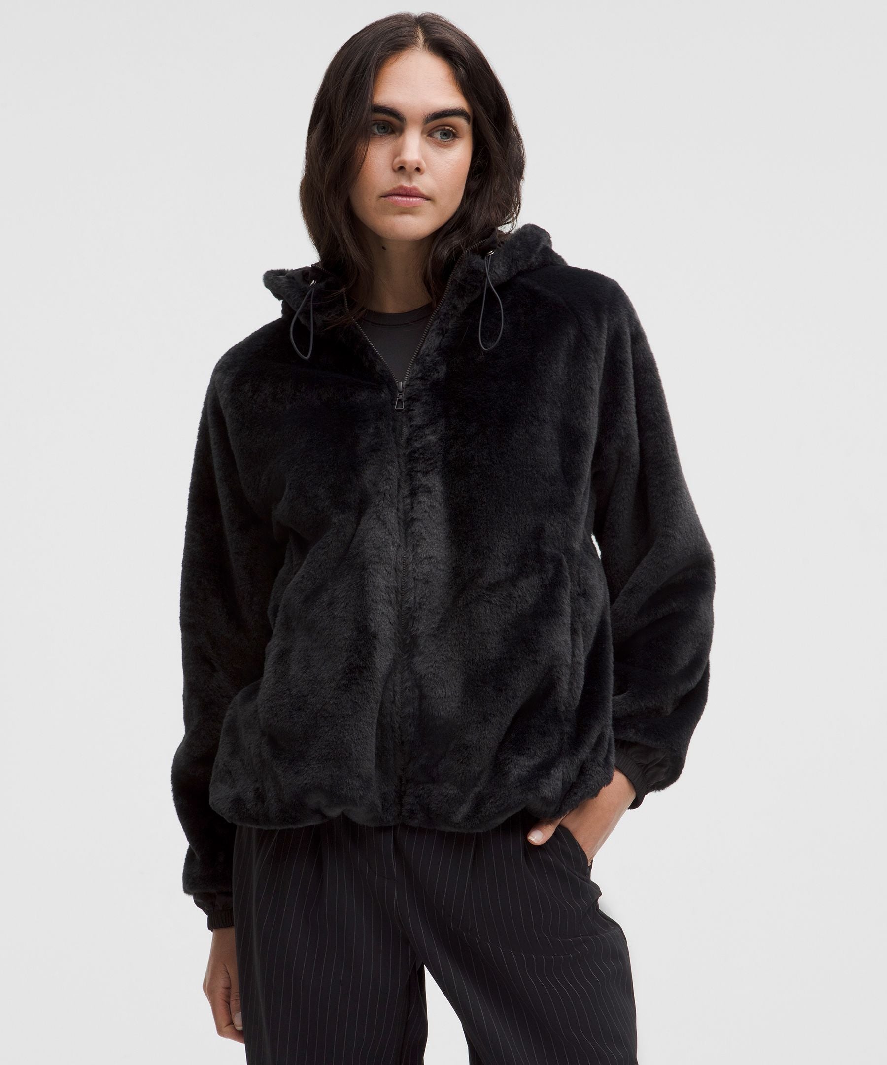 Faux Fur Full-Zip Hoodie