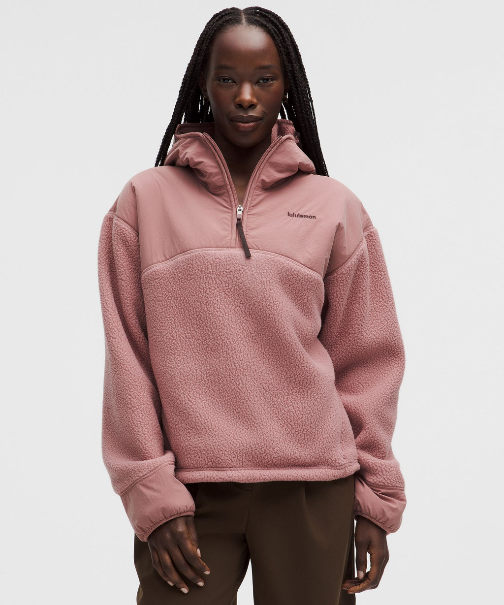 High-Pile Fleece Hooded Half Zip