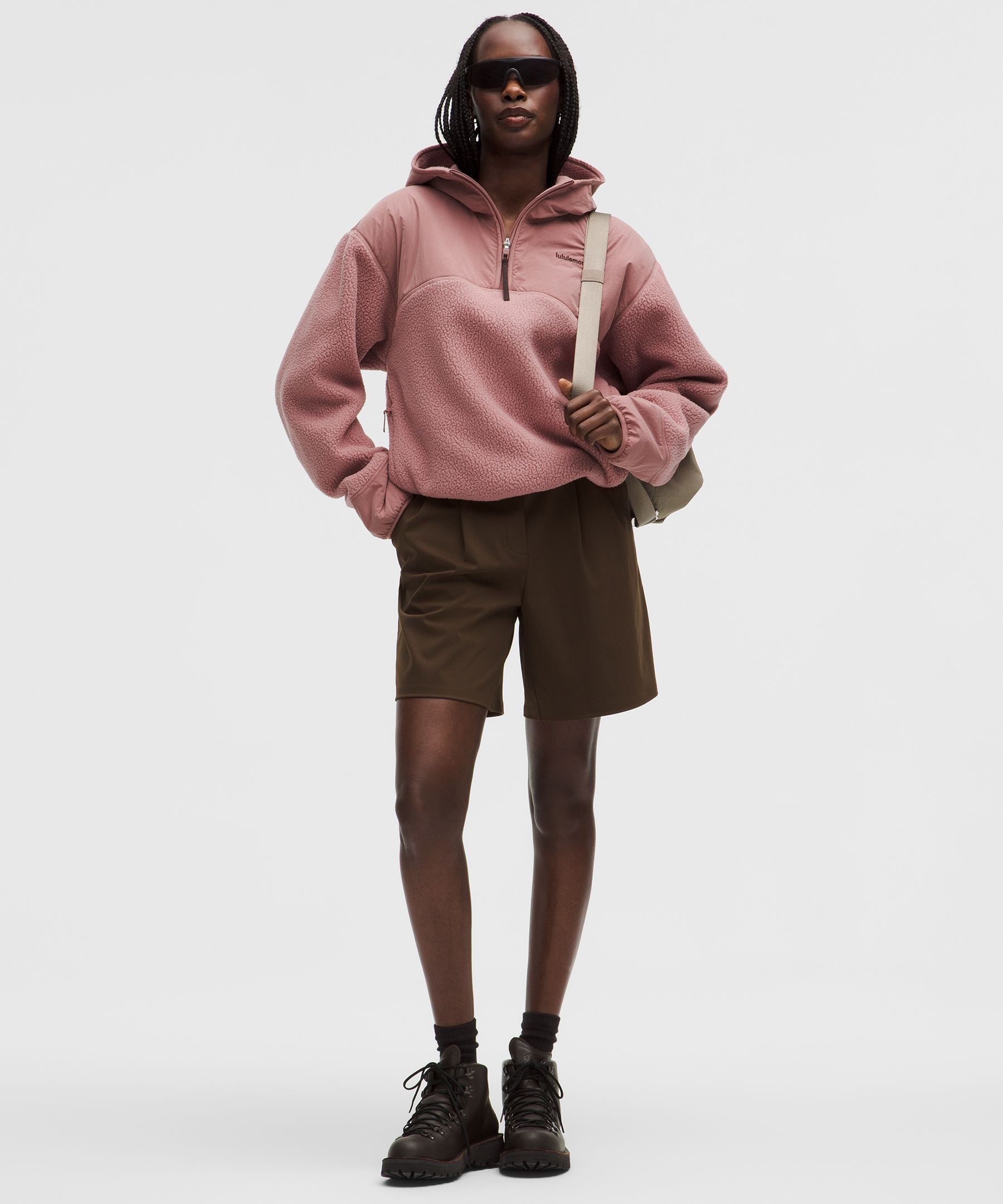 High-Pile Fleece Hooded Half Zip