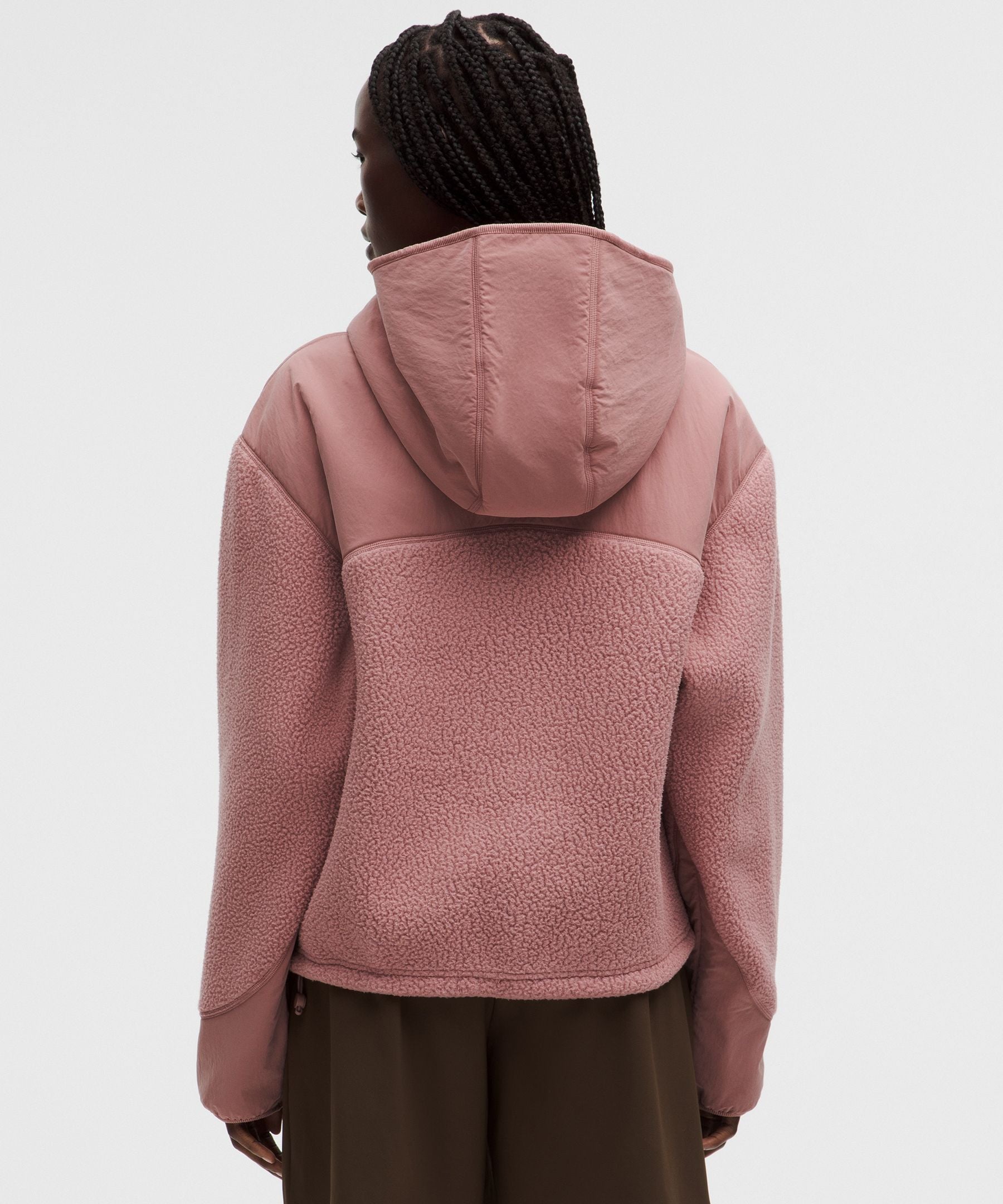 High-Pile Fleece Hooded Half Zip