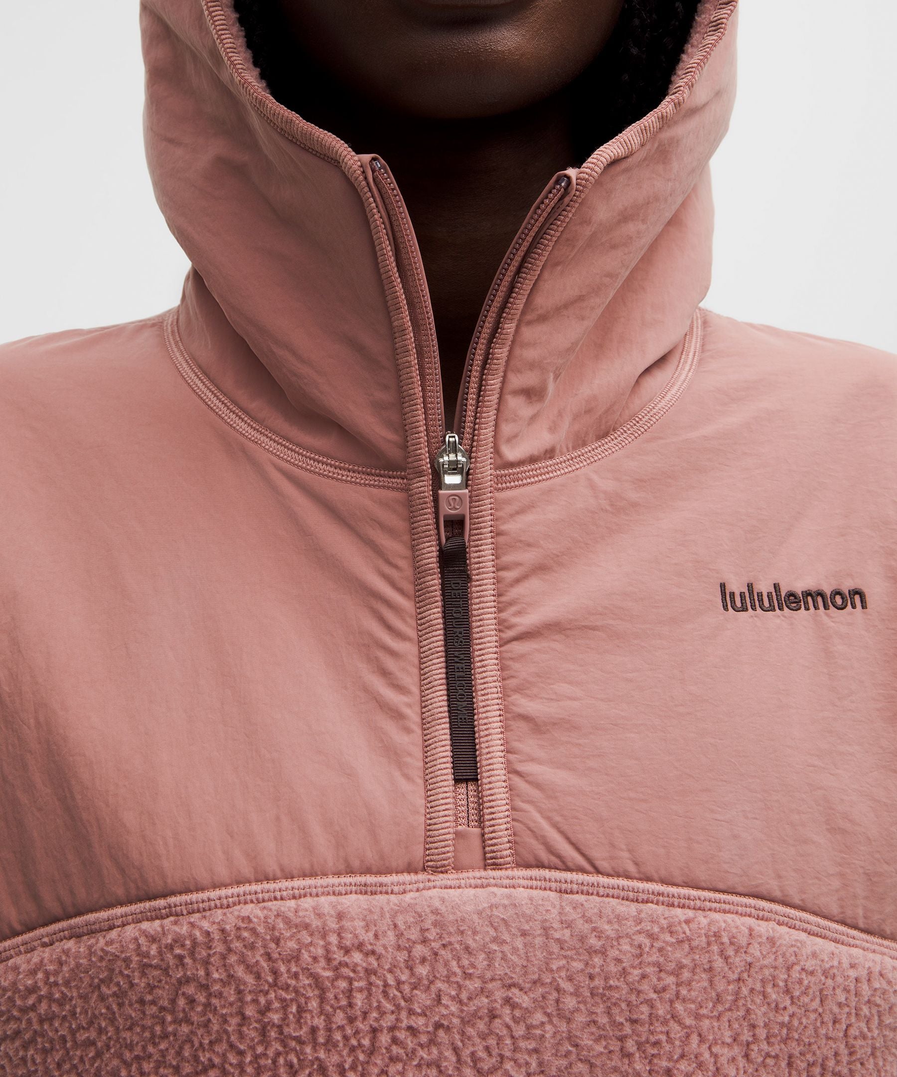 High-Pile Fleece Hooded Half Zip