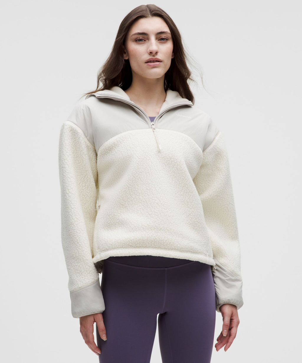 High-Pile Fleece Hooded Half Zip