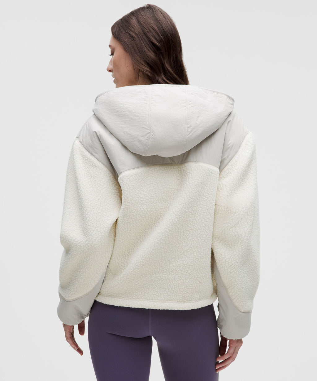 High-Pile Fleece Hooded Half Zip