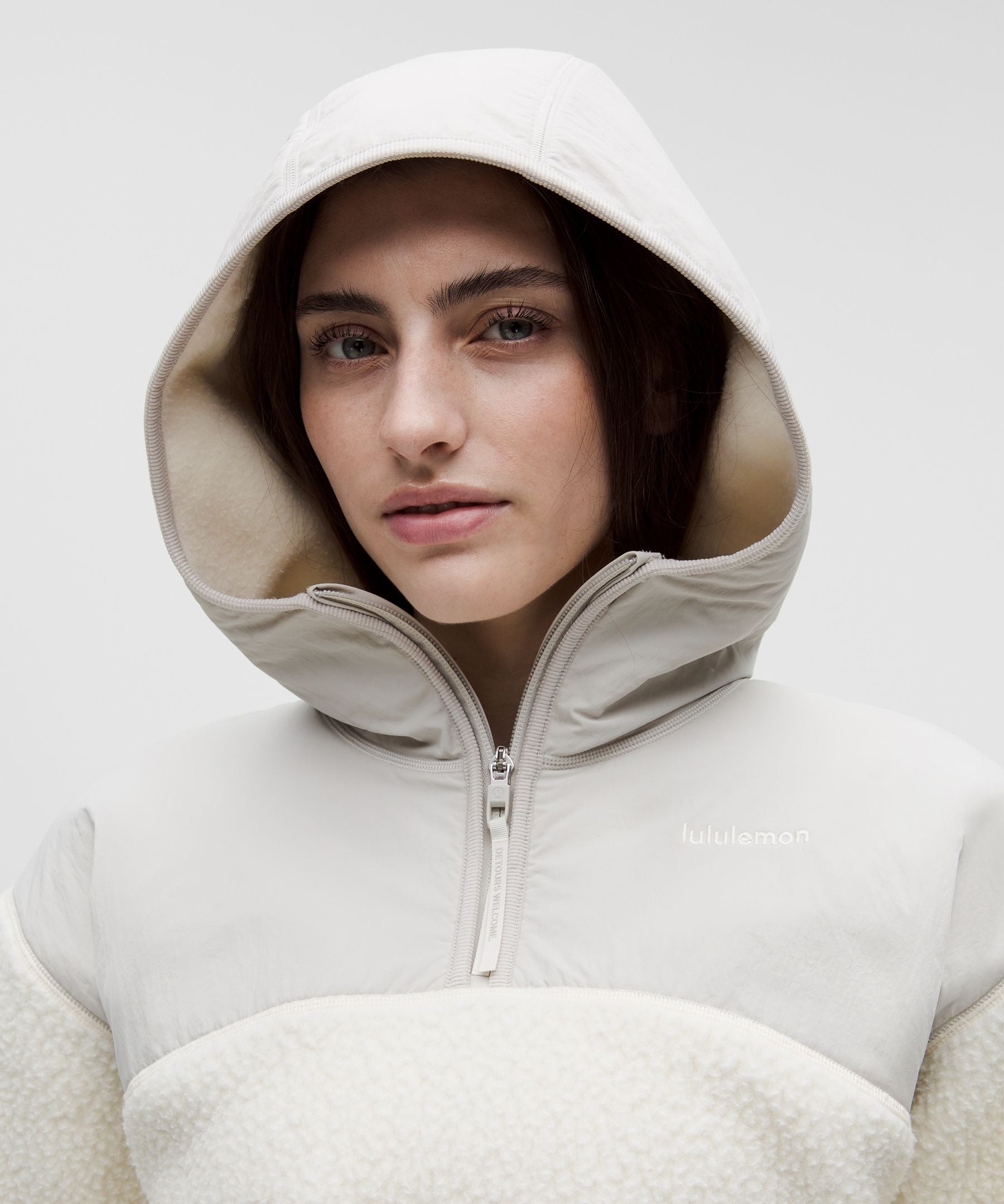 High-Pile Fleece Hooded Half Zip