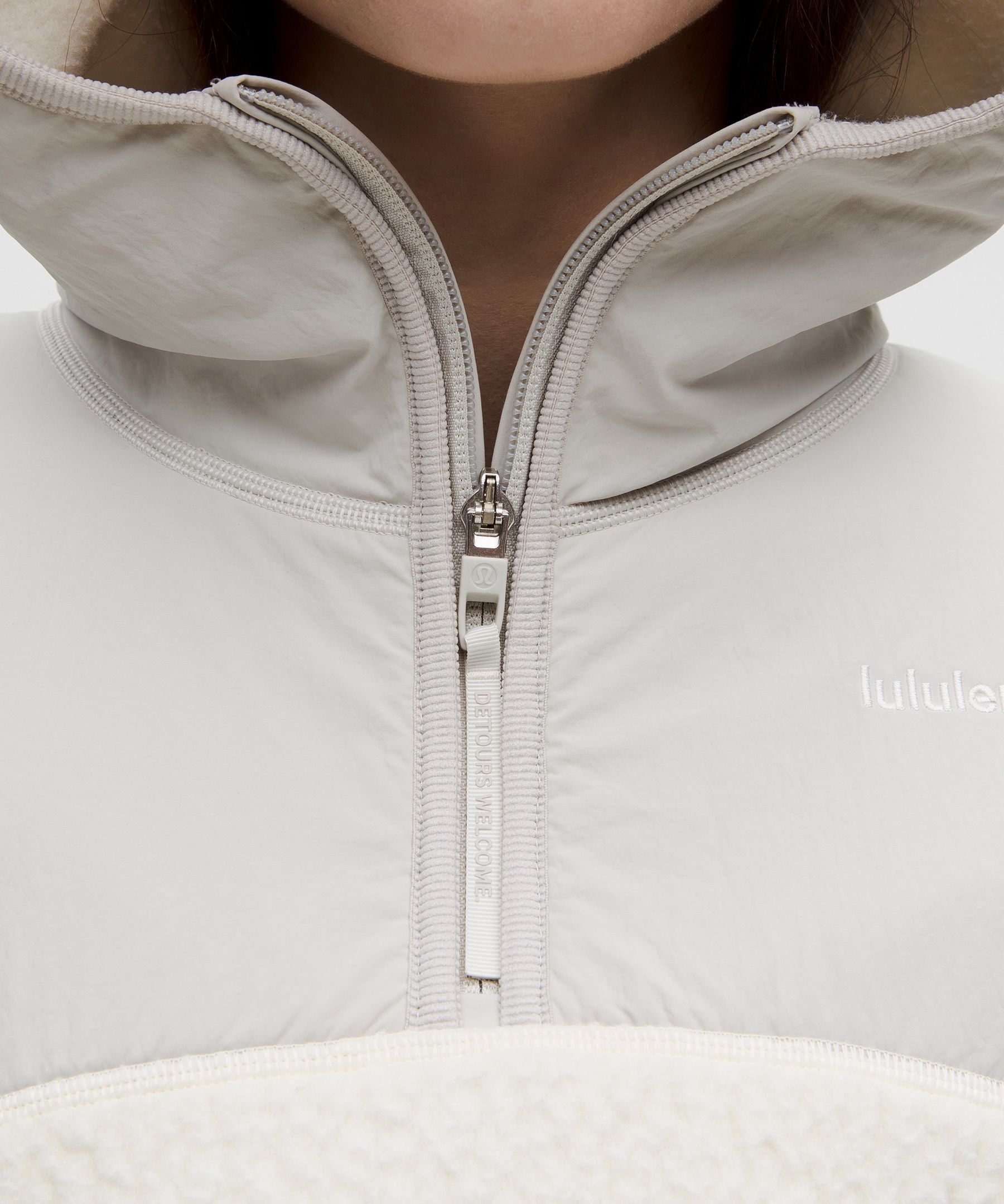 High-Pile Fleece Hooded Half Zip
