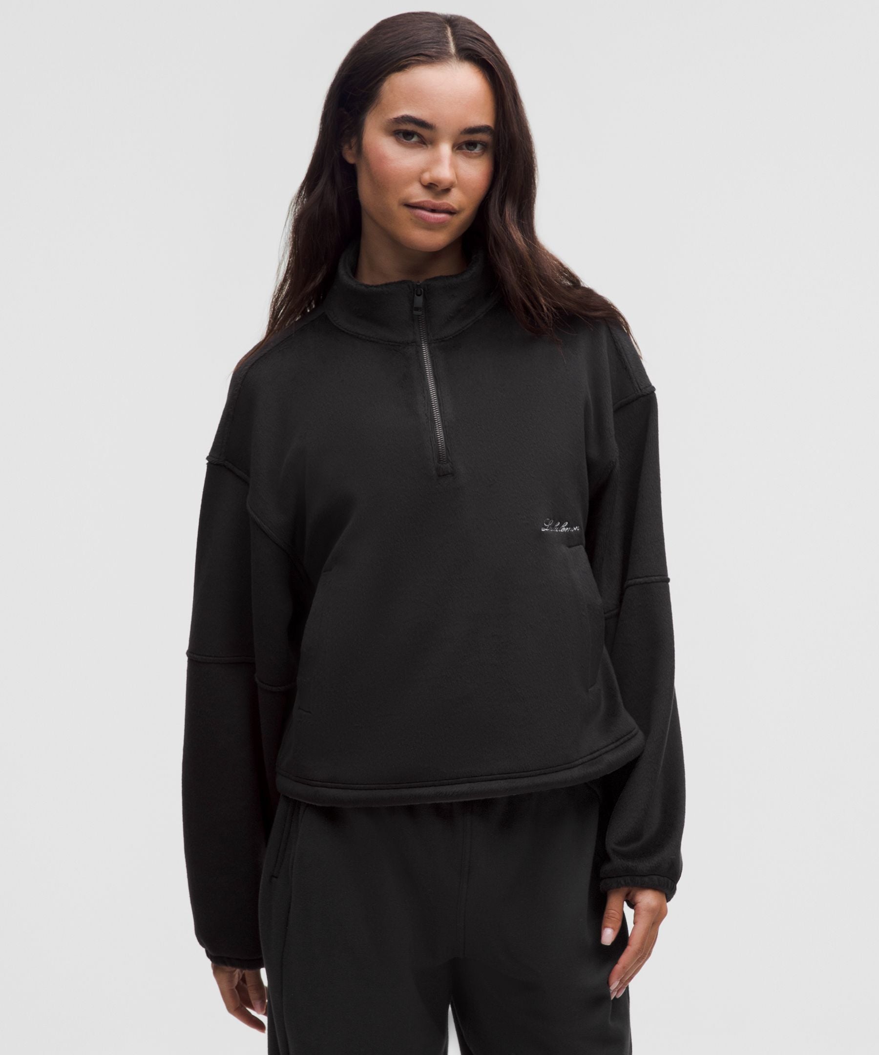 Plush Velour Oversized Half Zip