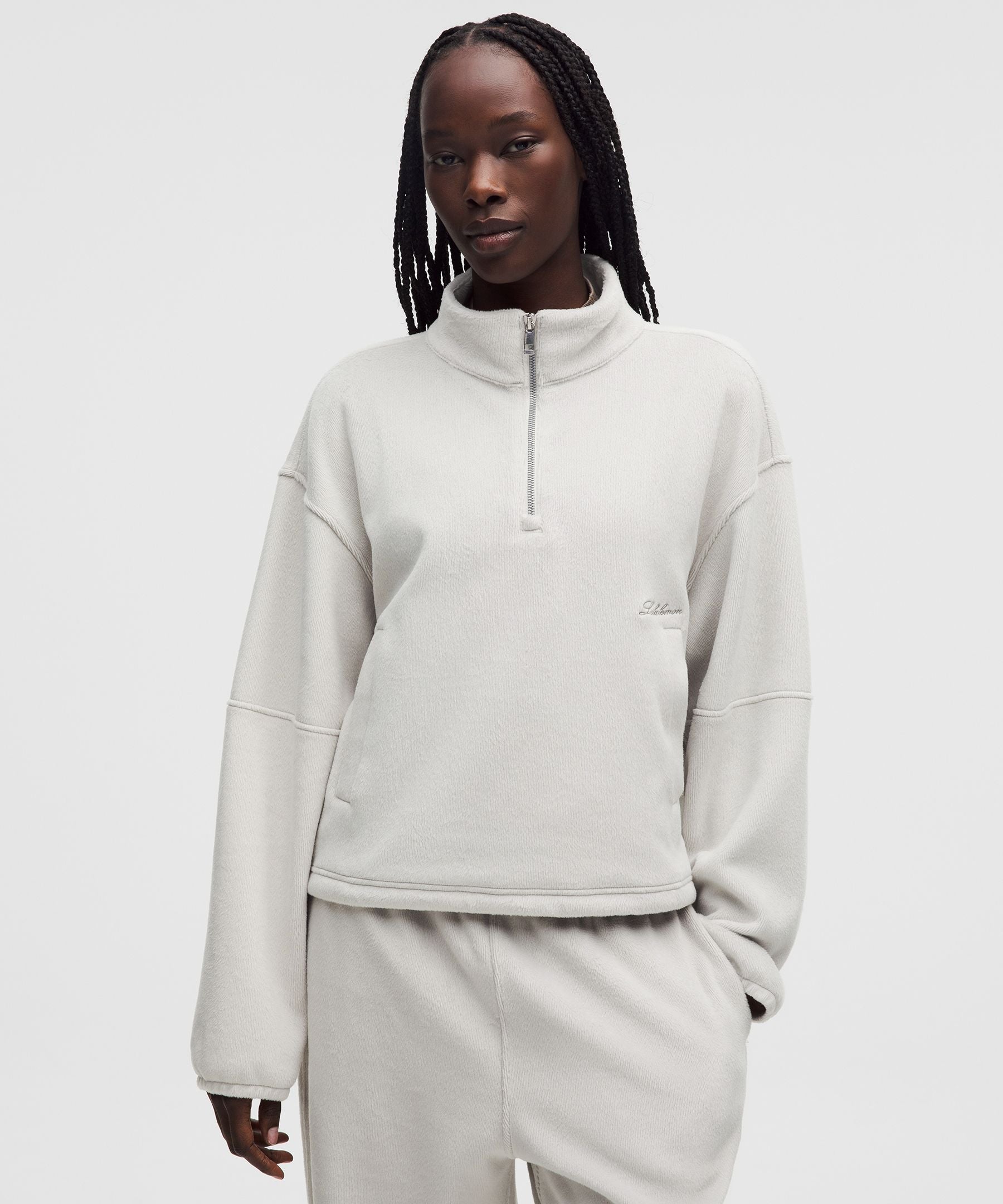 Plush Velour Oversized Half Zip