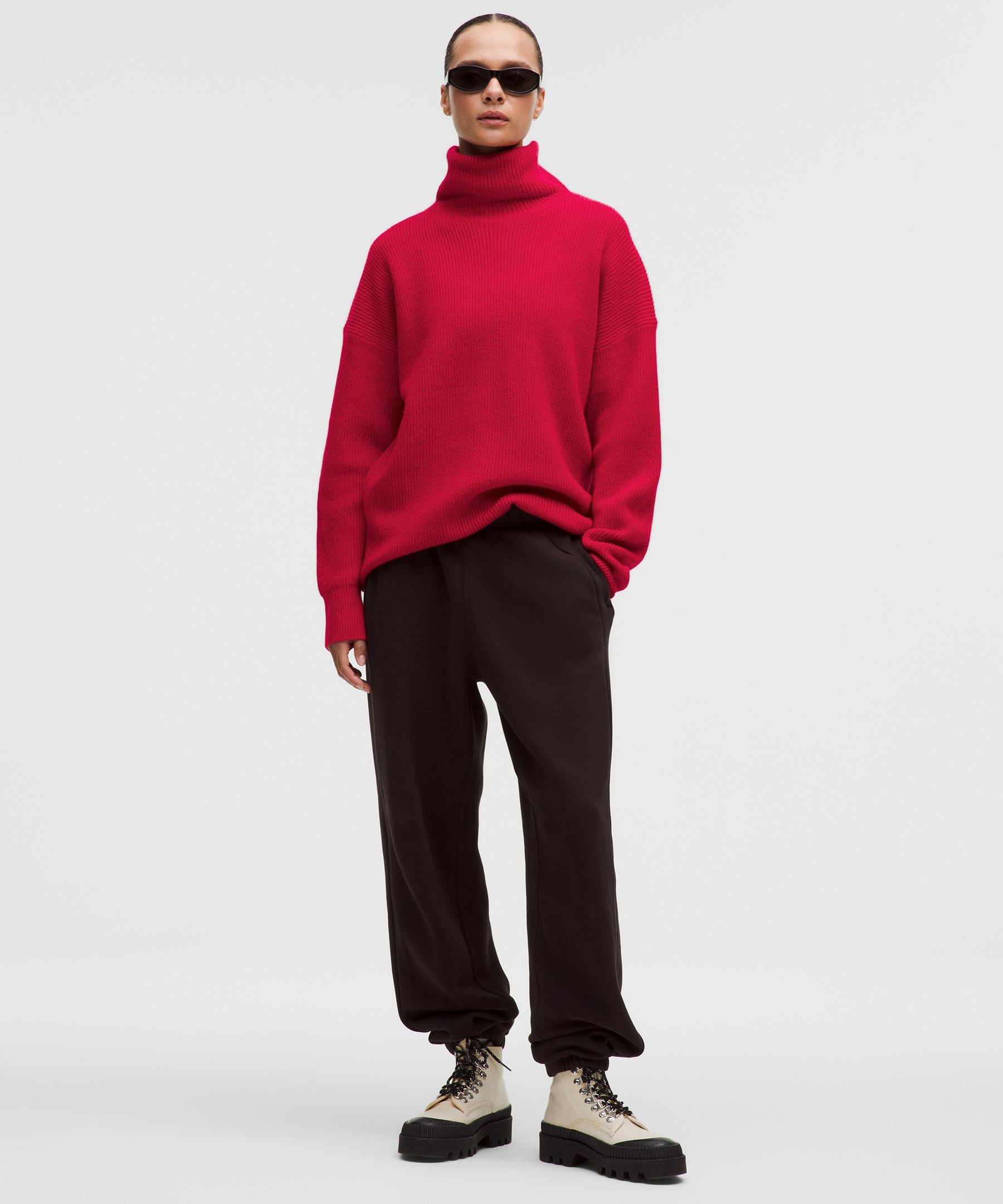 Oversized Cashmere Funnel-Neck Sweater