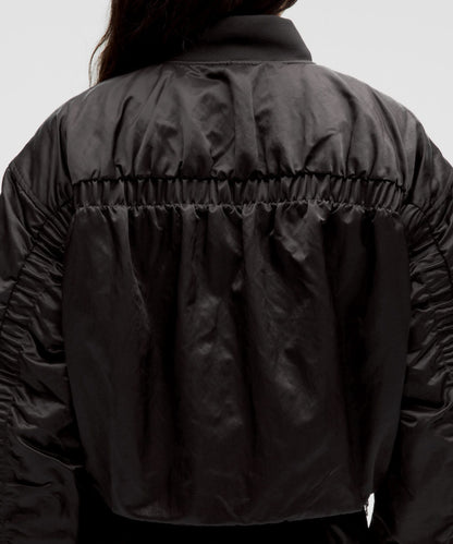 Insulated Ruched Bomber Jacket