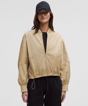 Lightweight Hem-Cinch Bomber Jacket