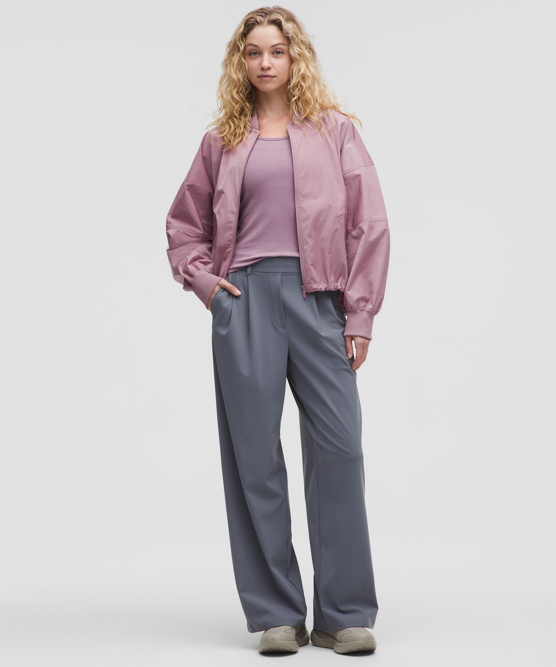 Lightweight Hem-Cinch Bomber Jacket