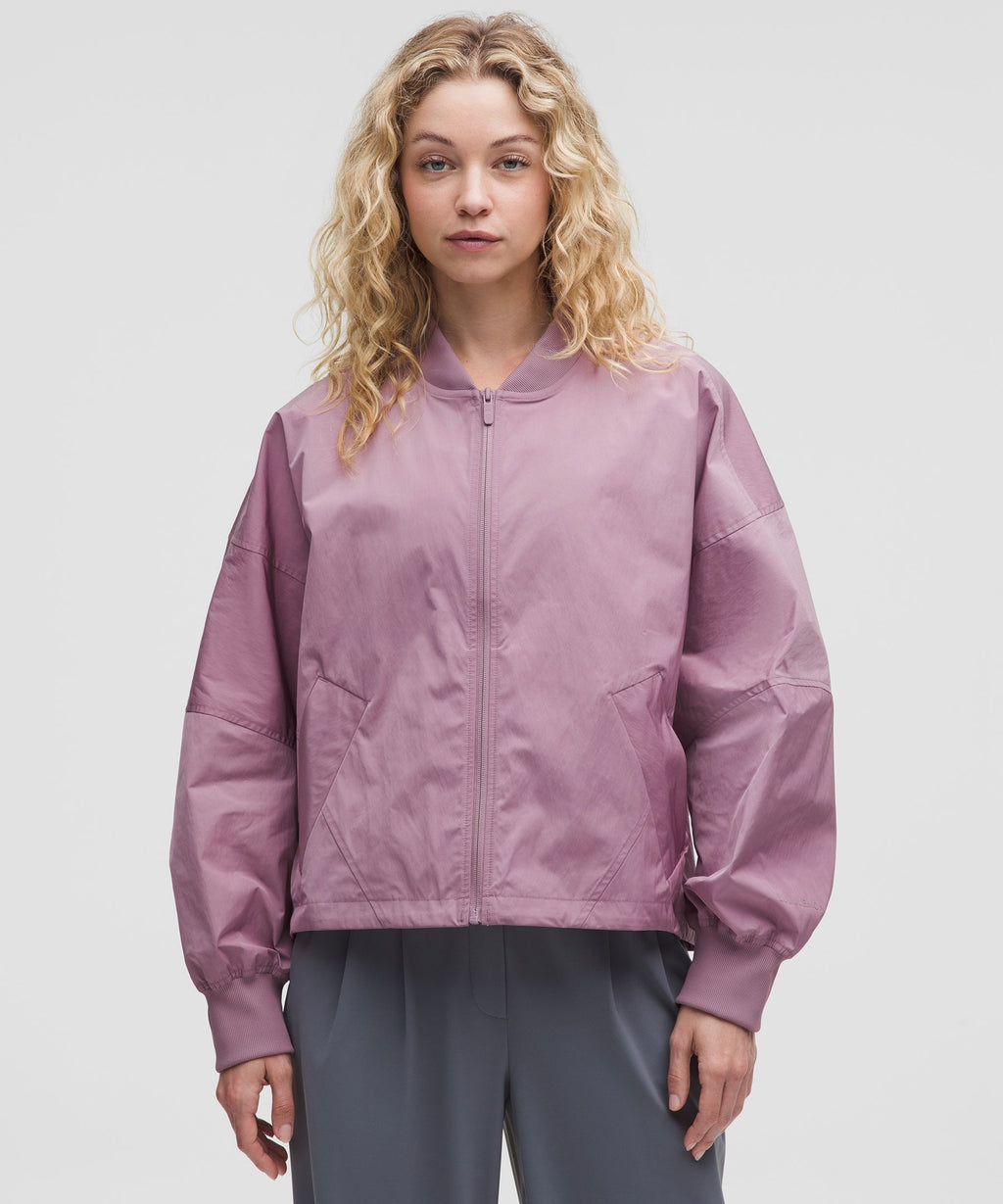 Lightweight Hem-Cinch Bomber Jacket