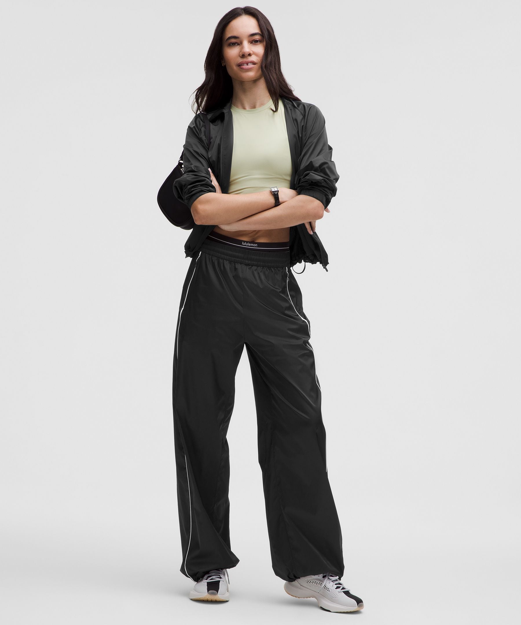 Stretch Satin Nylon Mid-Rise Pant