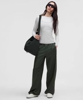 Stretch Satin Nylon Mid-Rise Pant