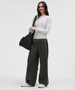 Stretch Satin Nylon Mid-Rise Pant