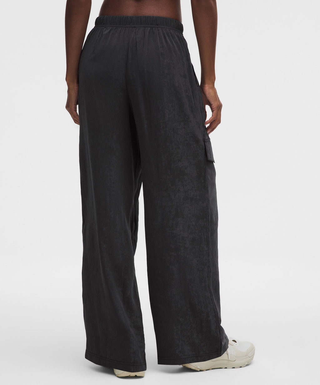 Matte Satin Relaxed-Fit Mid-Rise Cargo Pant