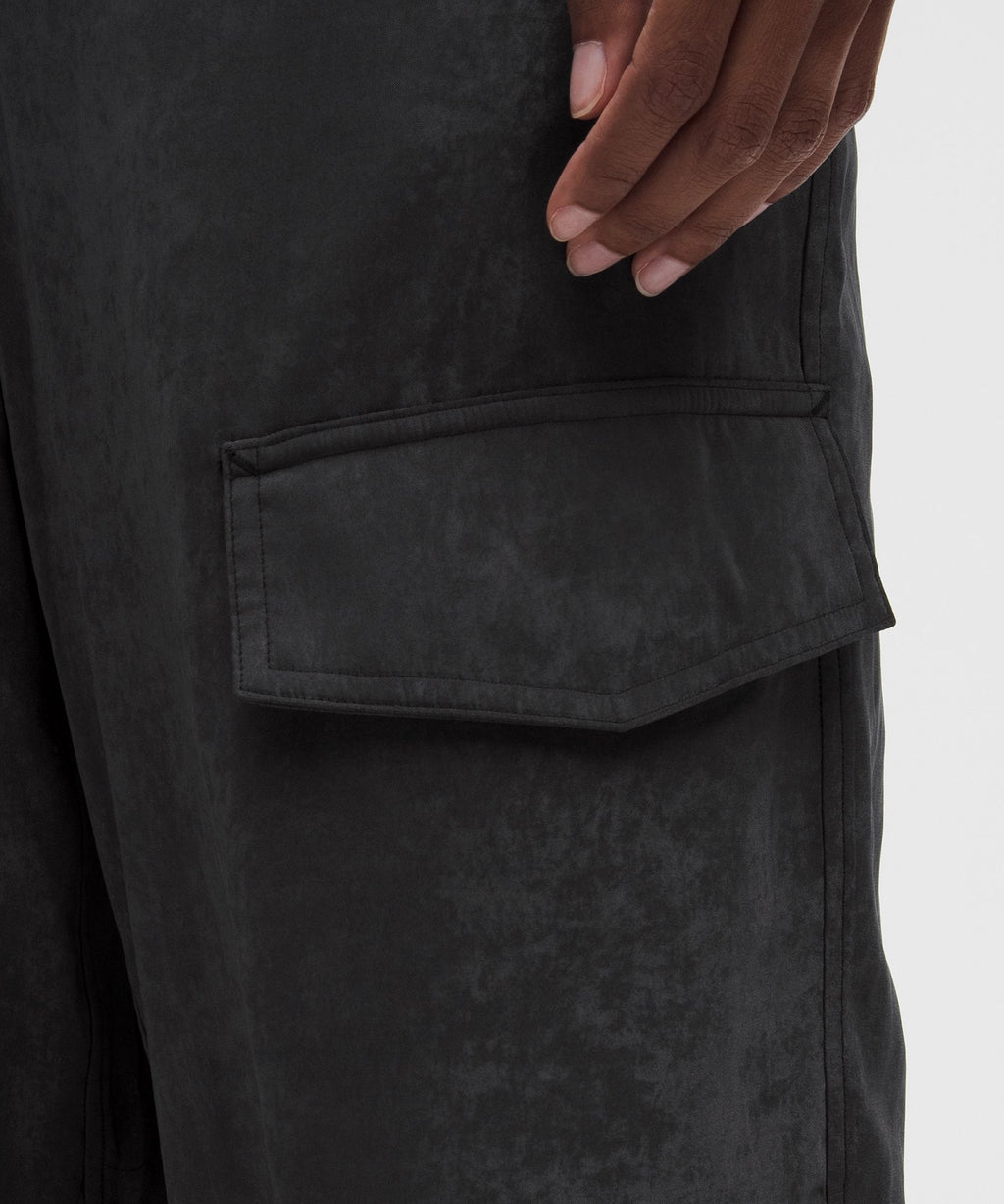Matte Satin Relaxed-Fit Mid-Rise Cargo Pant