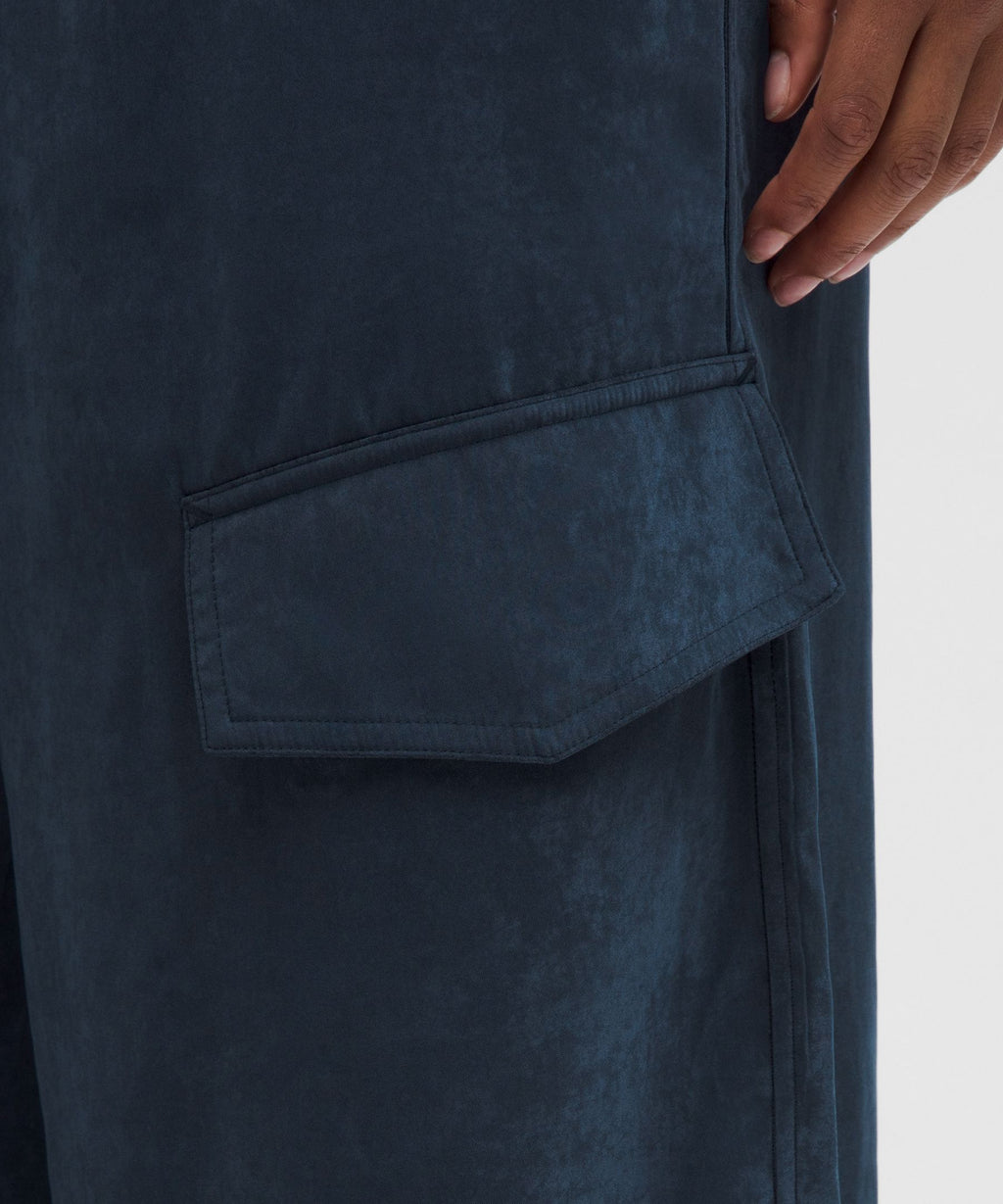 Matte Satin Relaxed-Fit Mid-Rise Cargo Pant