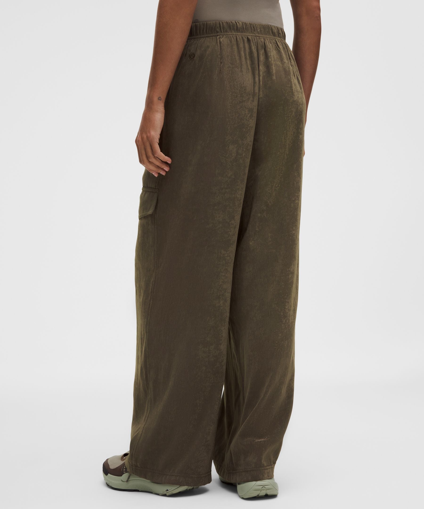 Matte Satin Relaxed-Fit Mid-Rise Cargo Pant
