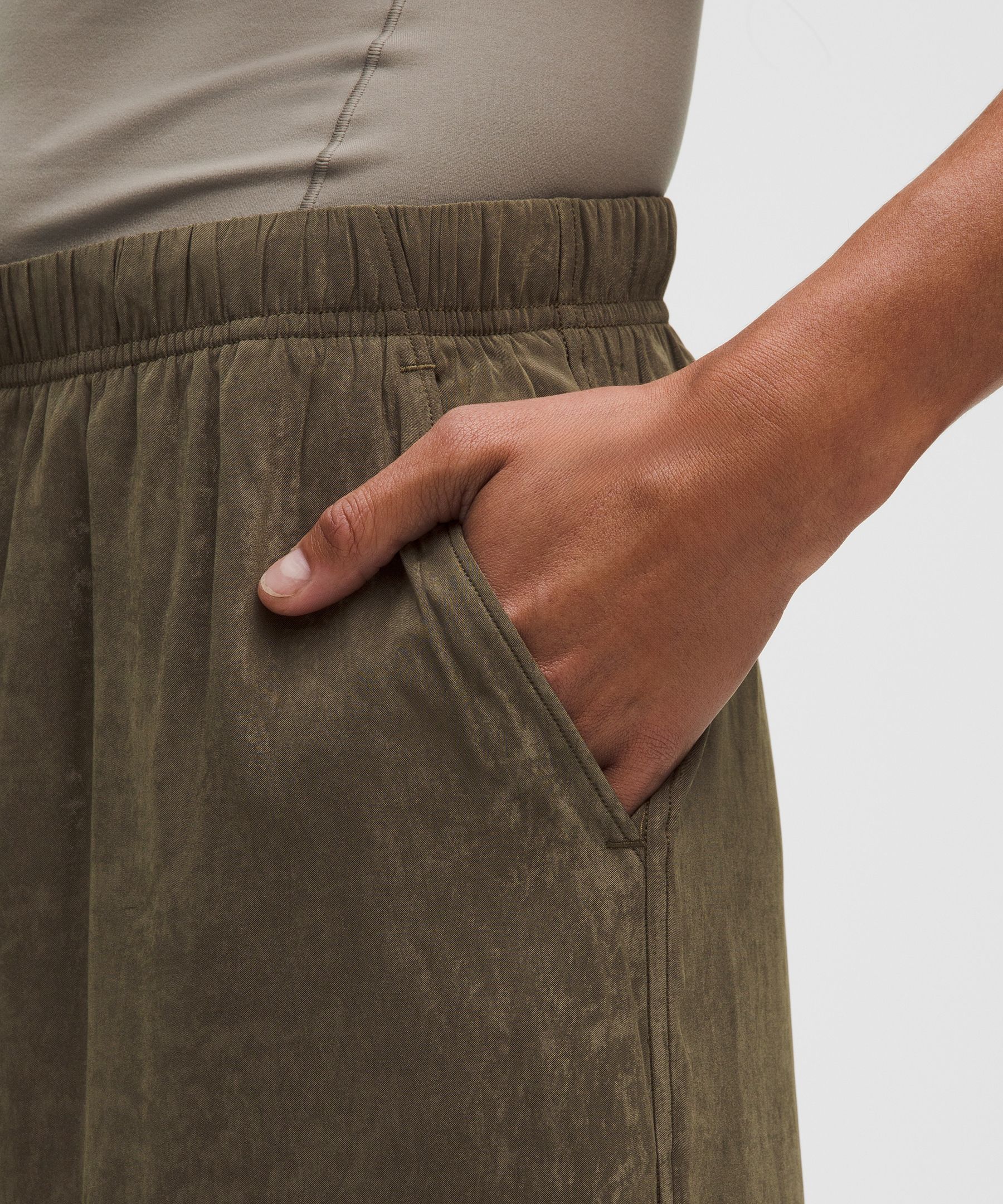 Matte Satin Relaxed-Fit Mid-Rise Cargo Pant