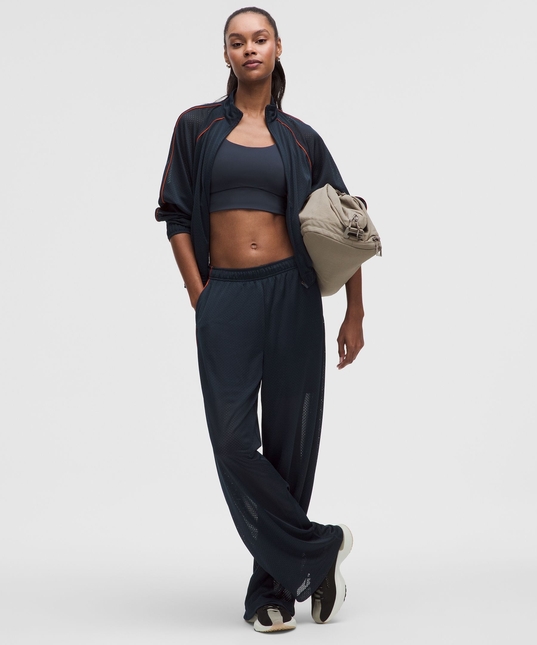 Mesh High-Rise Wide-Leg Training Pant