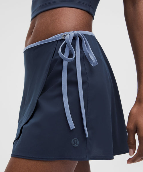 Wrap-Front Mid-Rise Tennis Skirt