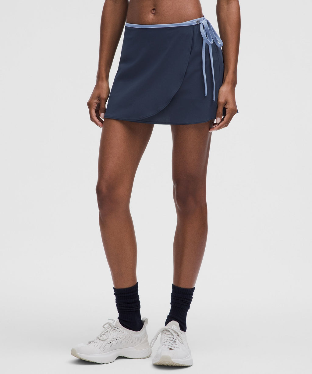 Wrap-Front Mid-Rise Tennis Skirt